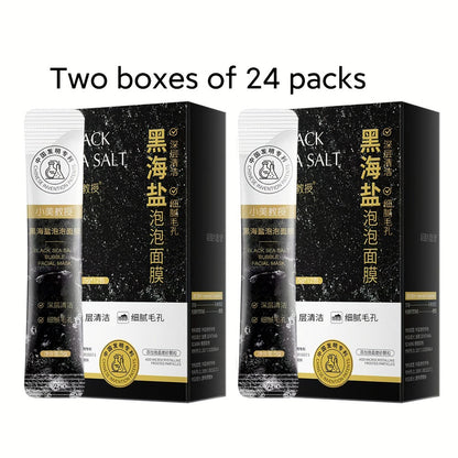 Black Sea Salt Bubble Mask with Nicotinamide, Moisturizing Foam Mud Mask Alcohol-Free for All Skin Types, Unisex Deep Cleansing Pore Purifying Face Mask – Individual Portable Packs for Travel (12/24/36 Pack)
