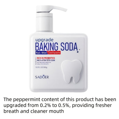 Pump Dispenser Toothpaste 300g Family Size — Probiotic & Baking Soda Formula for Deep Cleaning, Natural Whitening & Fresh Breath, Hygienic Mess-Free Pump, Brightening Daily Oral Care for Adults