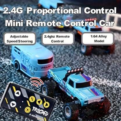Mini RC Car 1/64 Scale High-Speed Off-Road Monster Truck – 2.4GHz Alloy Die-Cast Remote Control Car with Shock Absorber, All-Terrain Climbing RC Toy Gift for Kids Adults Boys