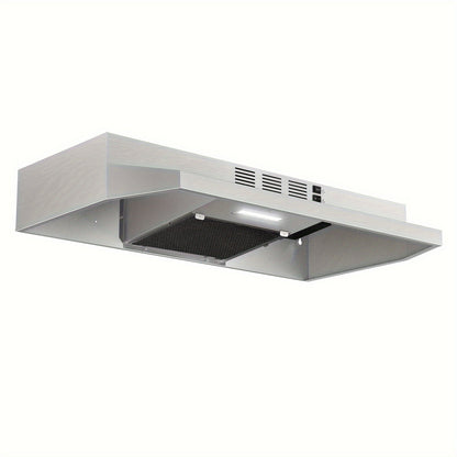 Range Hood 30 Inch Under Cabinet | Ducted & Ductless Convertible Kitchen Vent Hood with LED Light & 2-Speed Exhaust Fan, Stainless Steel – Black, White & Silver, Easy Install