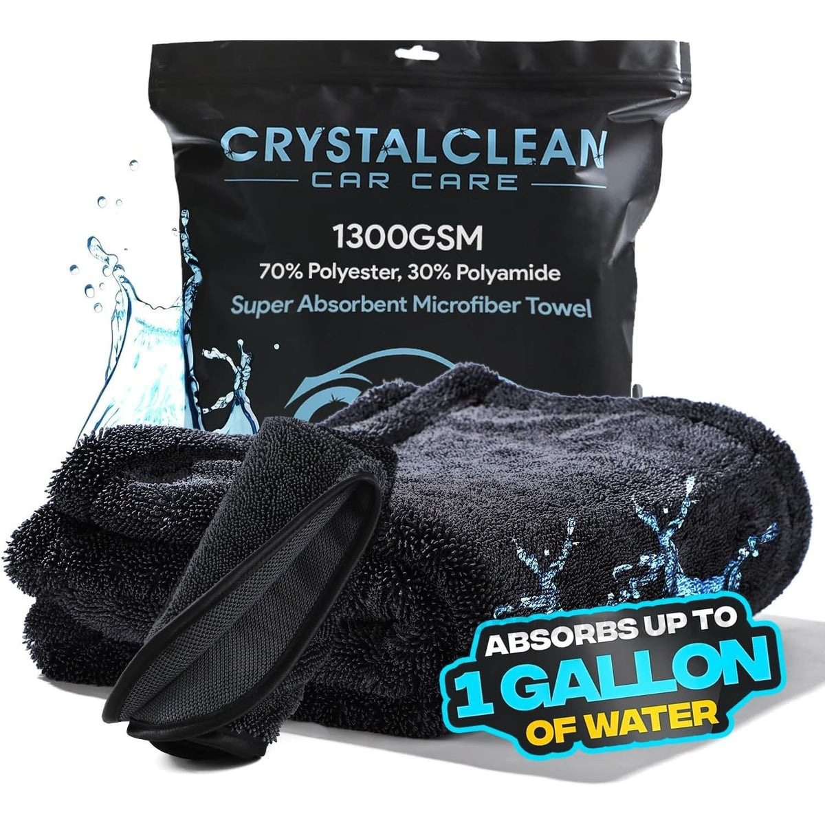 Extra Large Pack of 2 Double Twisted Loop Quick-Drying Towel | 24X36 Inches 1400GSM And 12X12 Inches | High Absorbency | Leaving No Streaks | Designed for Car Detailing