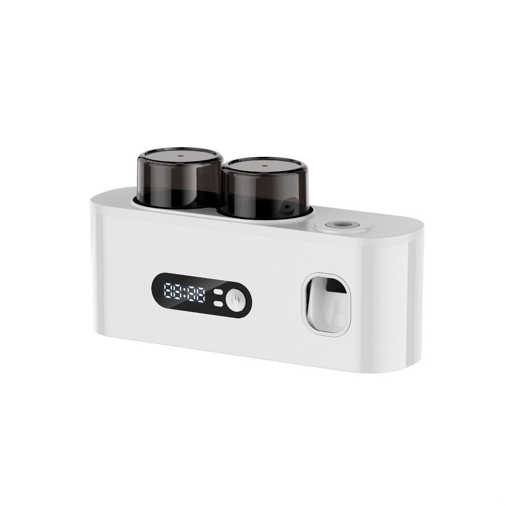 Toothbrush Holder with UV Sterilizer & Automatic Toothpaste Dispenser – 5-Slot Smart Bathroom Organizer with 2 Cups, USB Rechargeable, Clock Display, Durable Plastic Wall Mount for Family Oral Care
