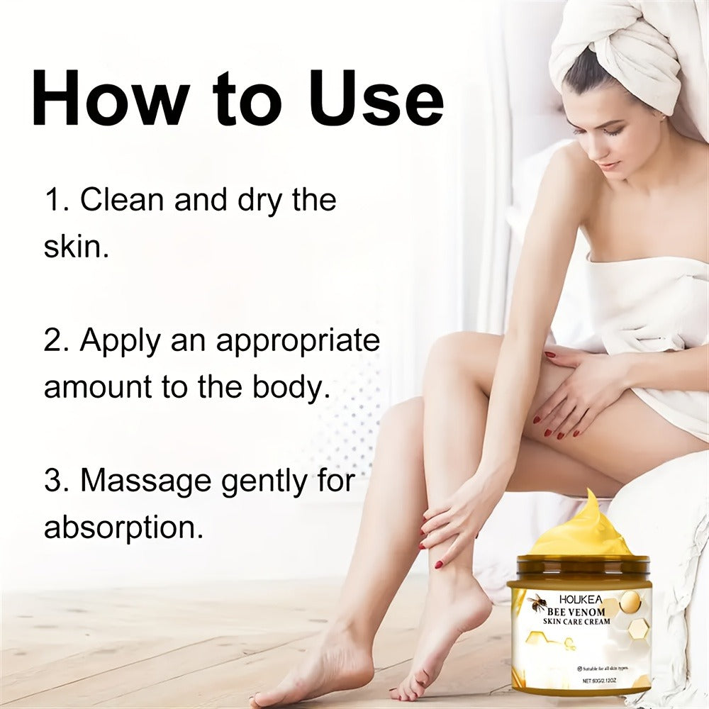 Body Firming Cream 3pcs Bee Venom Skin Tightening Moisturizer with Hyaluronic Acid for Neck Knees Legs Hands Long-Lasting Hydration Anti-Aging Body Lotion Daily Care Gift Set for Women