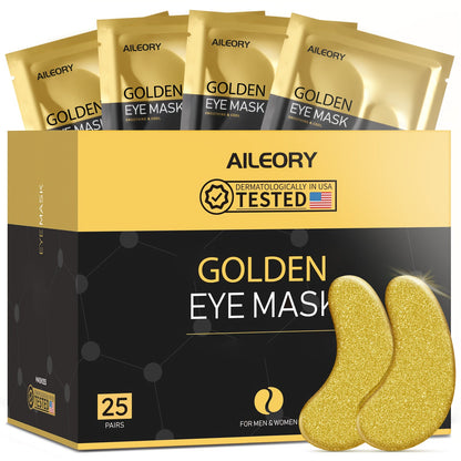 Gold Collagen Under Eye Patches 25 Pairs Gel Eye Masks — Hydrating Anti-Aging for Dark Circles Puffiness Swollen Eyes Fine Lines Deep Moisturizing Eye Treatment Women Men All Skin Types