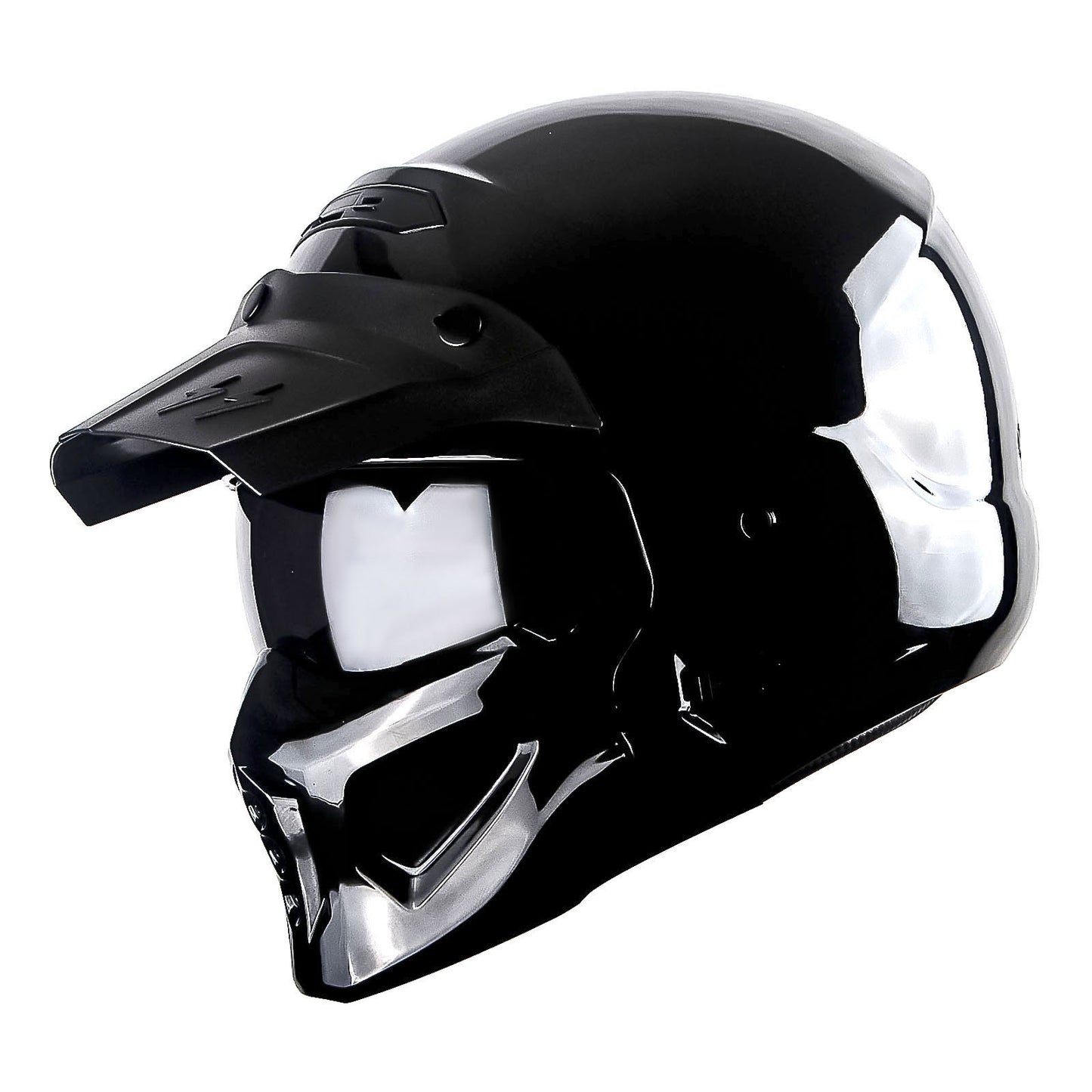 Convertible Motorcycle Helmet Full Face & Open Face 2-in-1 – Detachable Visor, Face Mask & Smoked Shield, Aerodynamic Thermoplastic Shell, Classic Style, Adult S/M/L/XL