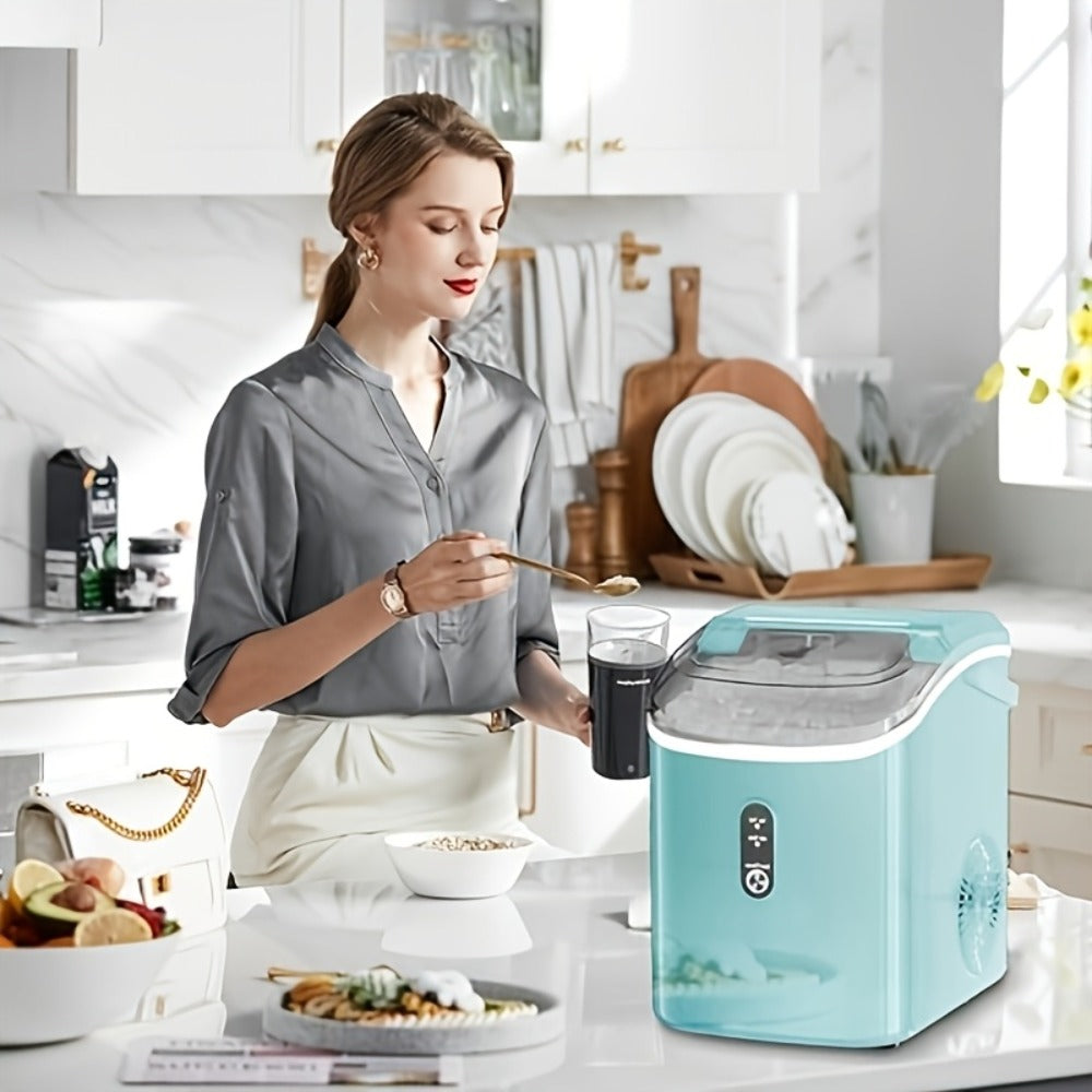 Stainless Steel Ice Maker Countertop – 35 Lbs Soft Chewable Nugget Ice or 26 Lbs Bullet Ice, Pebble Portable Ice Machine for Home, Kitchen, Office, Party, RV & Camping