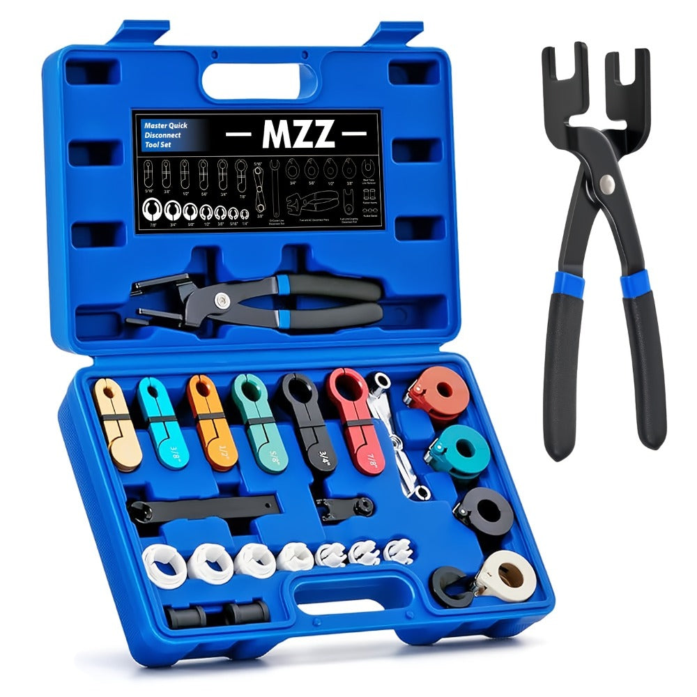 Fuel Line Disconnect Tool Kit 26pcs – Master Quick Disconnect Set with AC & Transmission Disconnect Pliers for Fuel Line Removal, Push-Connect & Snap-Lock Fittings