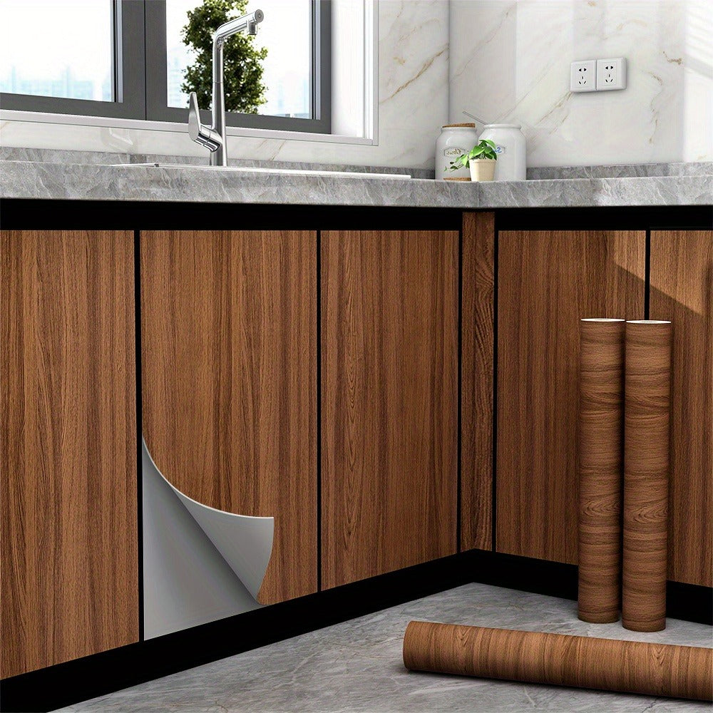 Wood Grain Contact Paper Peel and Stick Wallpaper - Self-Adhesive Removable Wall Sticker Waterproof Vinyl Film for Cabinets Countertops Furniture Doors Tables - White Black Brown DIY Home Decor