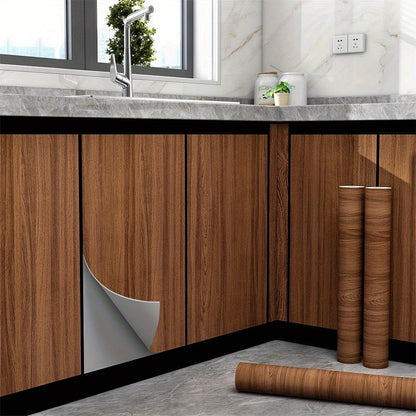 Wood Grain Contact Paper Peel and Stick Wallpaper - Self-Adhesive Removable Wall Sticker Waterproof Vinyl Film for Cabinets Countertops Furniture Doors Tables - White Black Brown DIY Home Decor