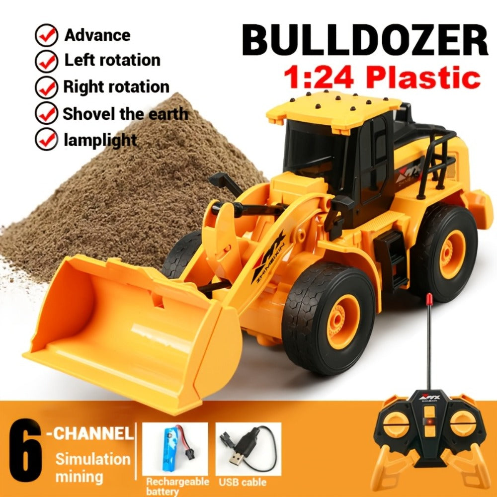 RC Construction Truck Toy 1:24 Scale Alloy Bulldozer Dump Truck & Excavator – 11-Channel Remote Control with Forward, Backward, Turning & Sound, Indoor Outdoor RC Toy Gift for Boys Girls