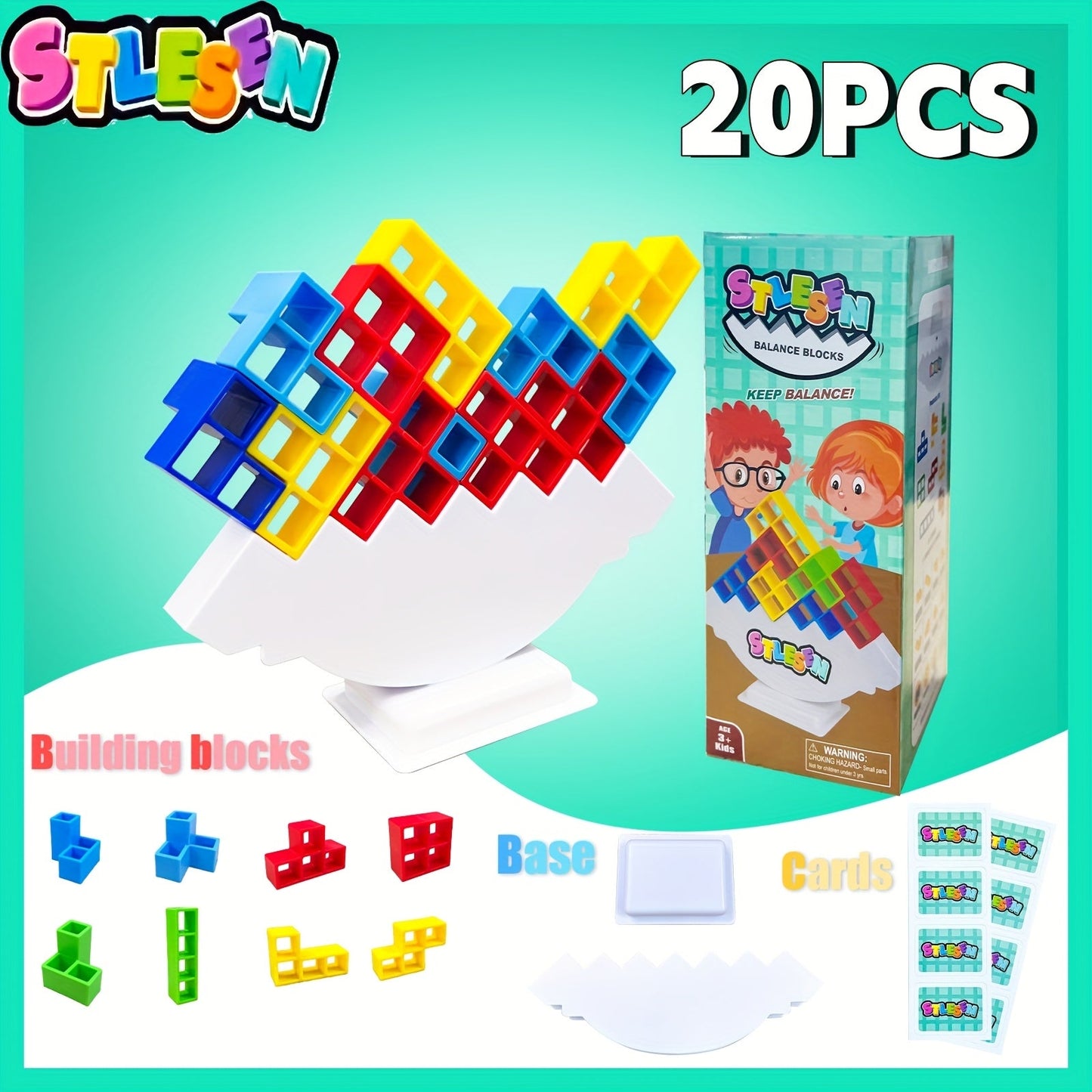 Balancing Stacking Blocks Game Set – Tumble Tower Family Strategy Toy for Kids Adults 16 20 34 50 68 Pcs Color Gift Box Birthday Christmas Party Game
