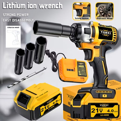 21V Cordless Impact Wrench Kit High Torque Brushless with 4000mAh Rechargeable Battery – Wireless Power Wrench Driver for Car Motorcycle Repair, DIY Home Projects, Gift for Mechanics & Men