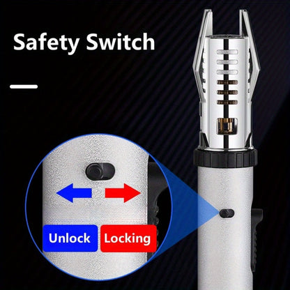 Windproof Turbo Torch Lighter 360 Degree Ignition Metal Jet Flame Lighter with Safety Lock Adjustable Flame for Camping BBQ Outdoor Cooking Butane Gas Not Included