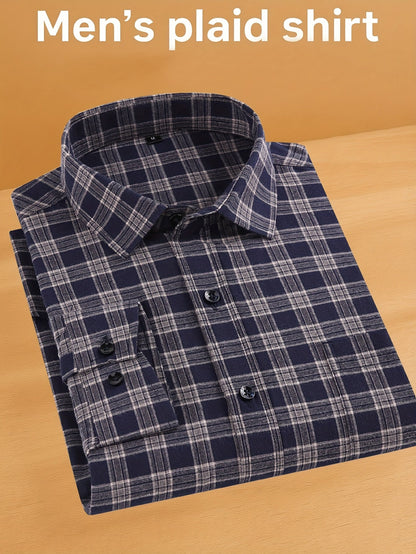 Men's Plaid Long Sleeve Casual Shirt - Easy Care