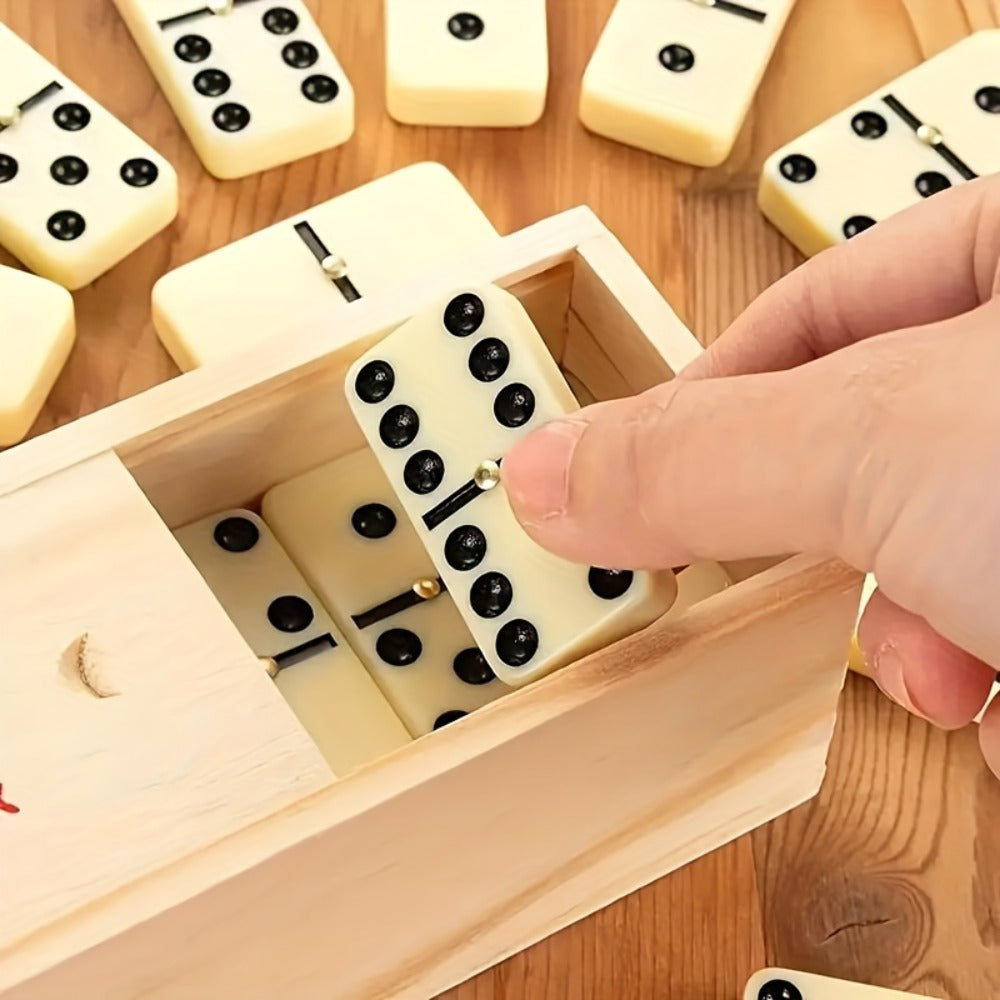 Double 6 Dominoes Set 28pcs in Wooden Case – Classic Family Board Game for Game Night Gatherings Kids Adults Gift