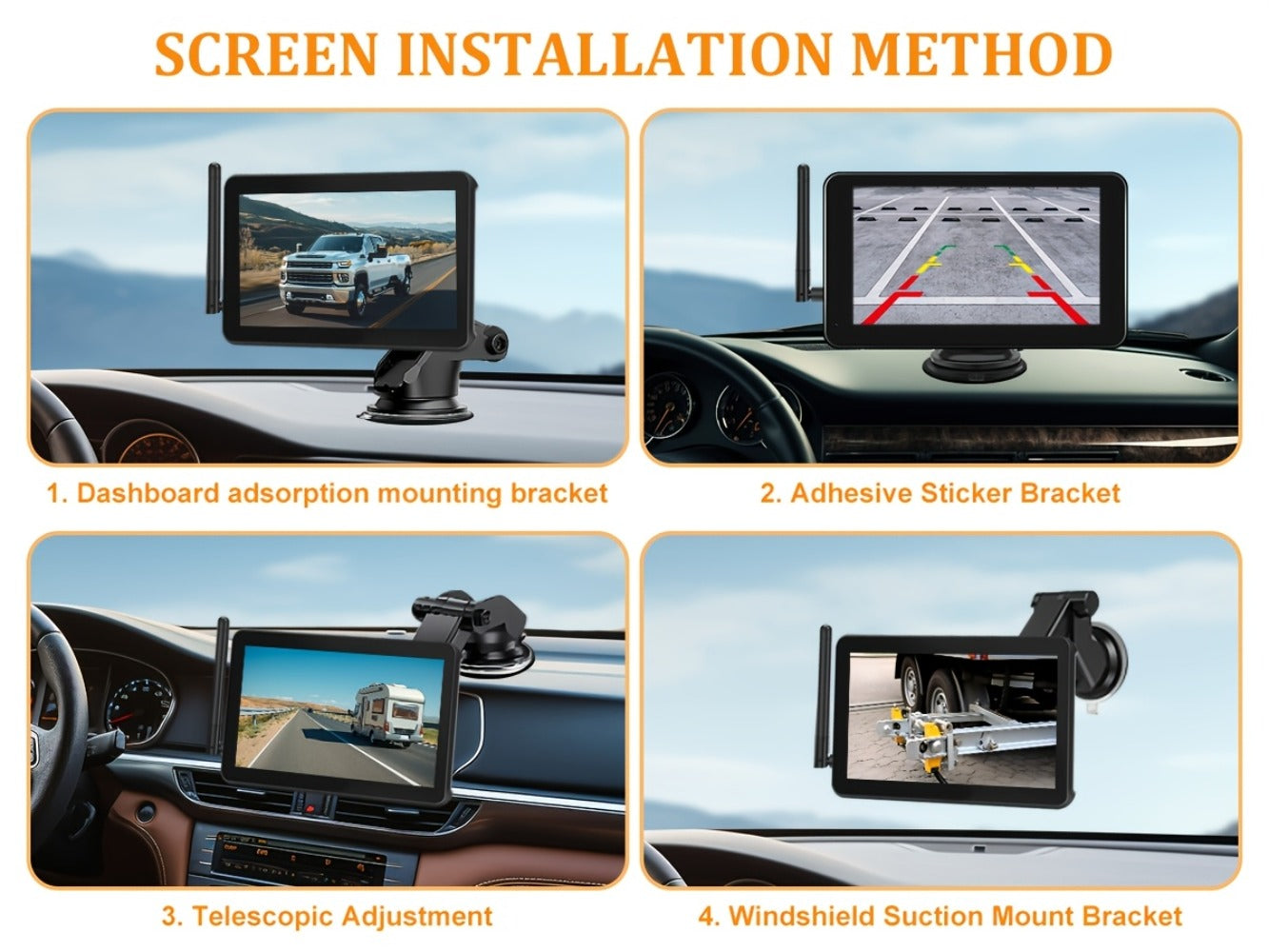 RV Backup Camera Wireless System – 7" HD 1080P Touchscreen Monitor, Night Vision, BSD Blind Spot Detection, 4-Channel, Furrion Compatible, Plug & Play for Trailer Truck Camper Motorhome