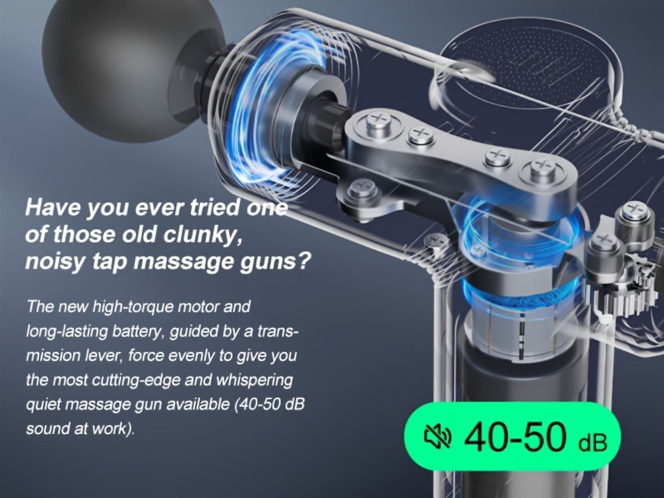 Portable Percussion Massage Gun – Ultra-Quiet Motor, 4 Massage Heads & 6 Adjustable Speeds | Handheld Deep Tissue Massager for Muscle Relaxation, Post-Workout Recovery & Full-Body Relief