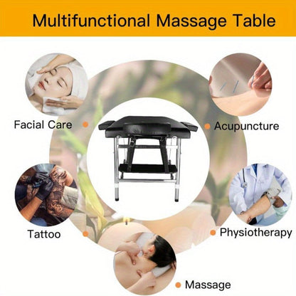 Portable Massage Table Foldable Aluminum Spa Bed – 3-Fold Adjustable Height 24" Wide Padded Treatment Bed for Esthetician, Lash Tech, Tattoo Artist, Waxing & Mobile Beauty Salon