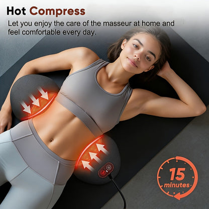 Lower Back Massager with Heat – 3-in-1 Lumbar Support Pillow with Vibration & Traction for Back Pain Relief | USB Powered, Ideal for Car, Office Chair, Bed & Home Use