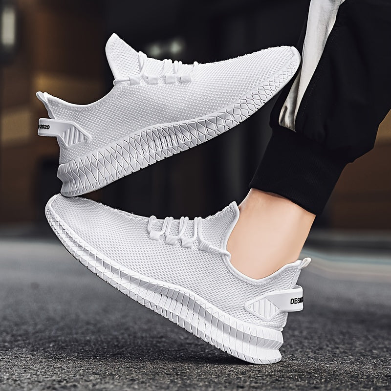 Men's Lightweight Low-Top Sports Shoes - Breathable Fabric and Rubber Sole