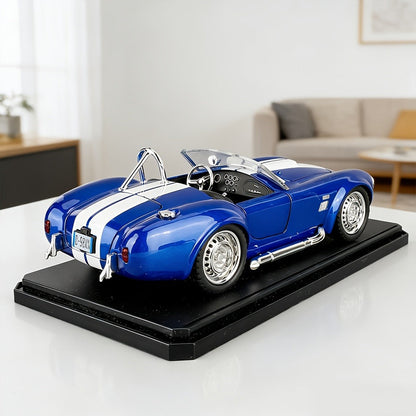 Shelby Cobra 1:22 Scale Zinc Alloy Diecast Model Car – Collector-Grade Exhibition-Quality Replica with Openable Doors, Static Display for Home Office Desk, Birthday Gift (Black / Blue / Red)
