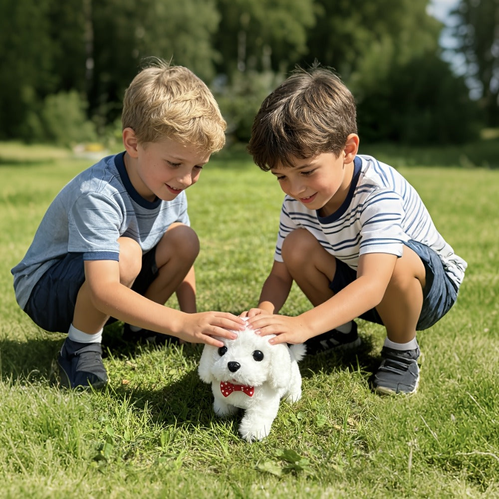 Walking Barking Robot Puppy Gift Set – Interactive Electronic Dog Toy with Realistic Sounds Soft Slow-Rebound Plush Filler White Gift Box, Best Birthday Christmas Gift for Kids Boys Girls Ages 3+
