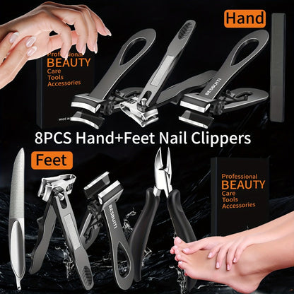 Thick Toenail Clipper Set for Seniors & Diabetics — Wide Jaw Ingrown Toenail Clipper, Heavy Duty Angled Nail Clipper & Nail File Kit for Men and Women, Professional Thick Nail Cutter Tool