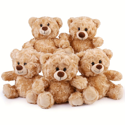 Mini Teddy Bear Bulk Pack 5pcs 8 Inch Soft Shaggy Plush Bears — Baby Shower Party Favors, Valentine's Day, Birthday & Christmas Gifts for Kids Girls Girlfriend