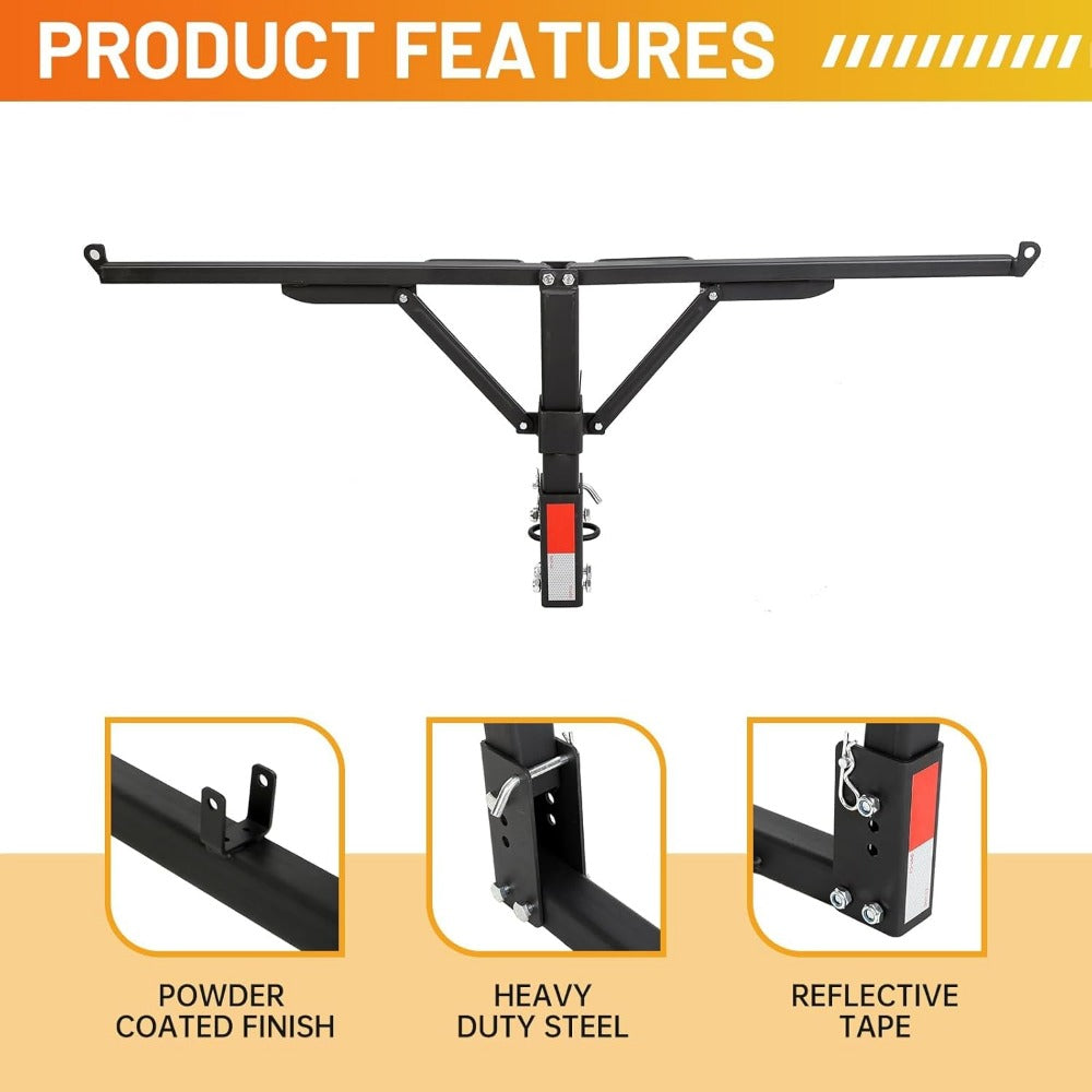 Truck Bed Hitch Extender 2 in 1 Design Foldable Extension Pickups Rack fits Canoe Boat Kayak ladder Lumber w/Flag Easy Installation with Hitch and Hardware (halloween & car accessories)
