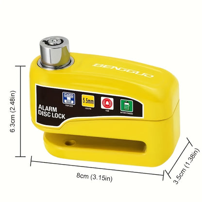 Disc Brake Lock for Motorcycles with an Alarm, Designed to Prevent Theft. It Features a 110Db Alarm And Is Suitable for Light Motorcycles, Bicycles, And Scooters