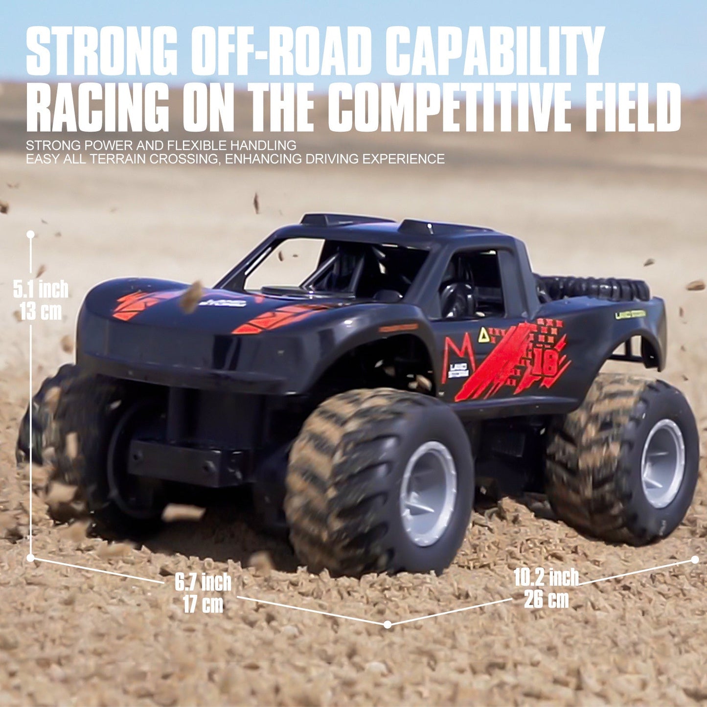 Amphibious RC Car 1:16 Scale 4WD Waterproof Land & Water Remote Control Monster Truck – 2 Rechargeable Batteries, All-Terrain RC Truck for Boys Kids Ages 4+, Birthday Christmas Gift