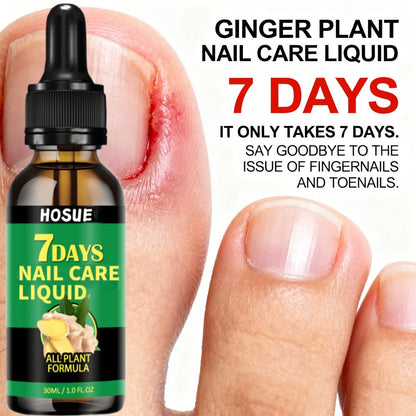Ginger Nail Care Liquid 7-Day Repair 2-Piece Set 1.01oz Each – HOSUE Plant-Based Formula for Yellowing Gray Uneven Discolored Nails, Daily Nail Treatment Serum for Women & Men, Nail Restoration Gift