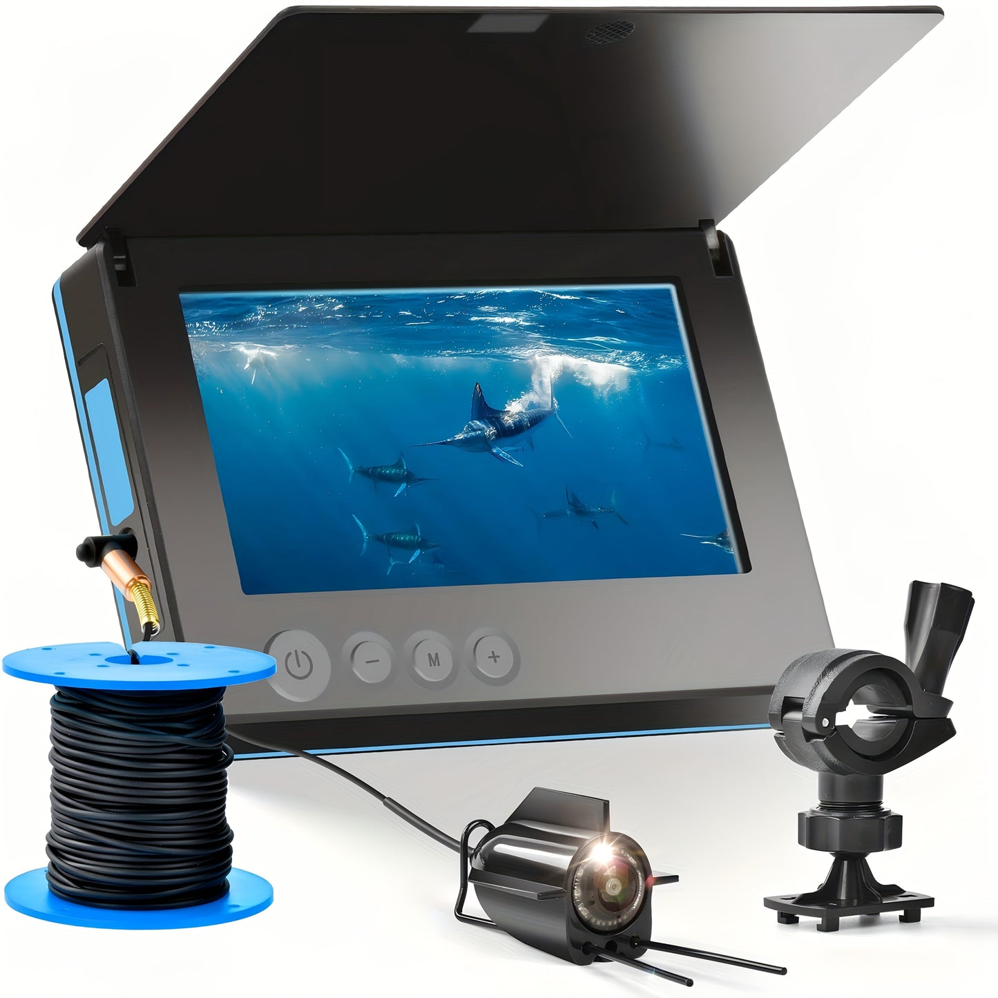 Underwater Fishing Camera with 4.3" HD Screen - Fish Finder with 140° Wide Angle Lens, Fish-Attracting Light, Shielded Cable for Ice Fishing, Lake & River, Gift for Fishing Enthusiasts