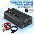 LVYUAN 1500W Peak Car Power Inverter, DC 12V to 110V AC Converter with 2 AC Outlets And USB Charging Port, Built-In Cooling Fan And Multiple Safety Protections for Car, RV, Truck, Camping, Off-Grid Emergency Use