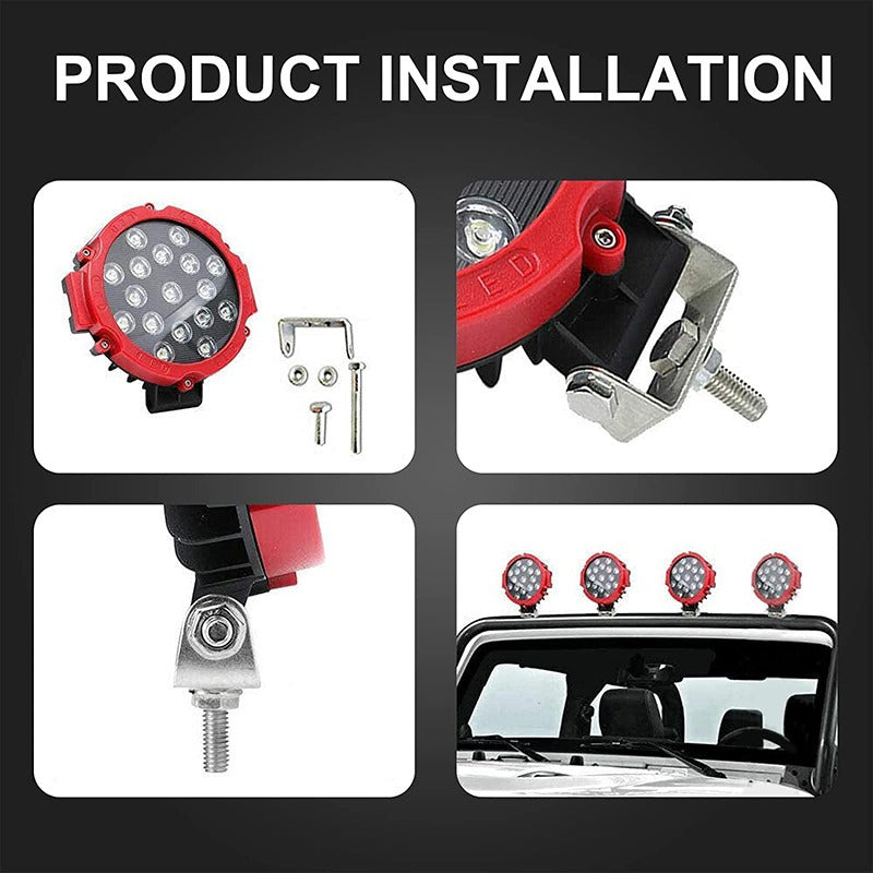 2pcs 7 inch 51W Led Work Lights, 12V-24V Round Off-road Lights for Tractor, Car