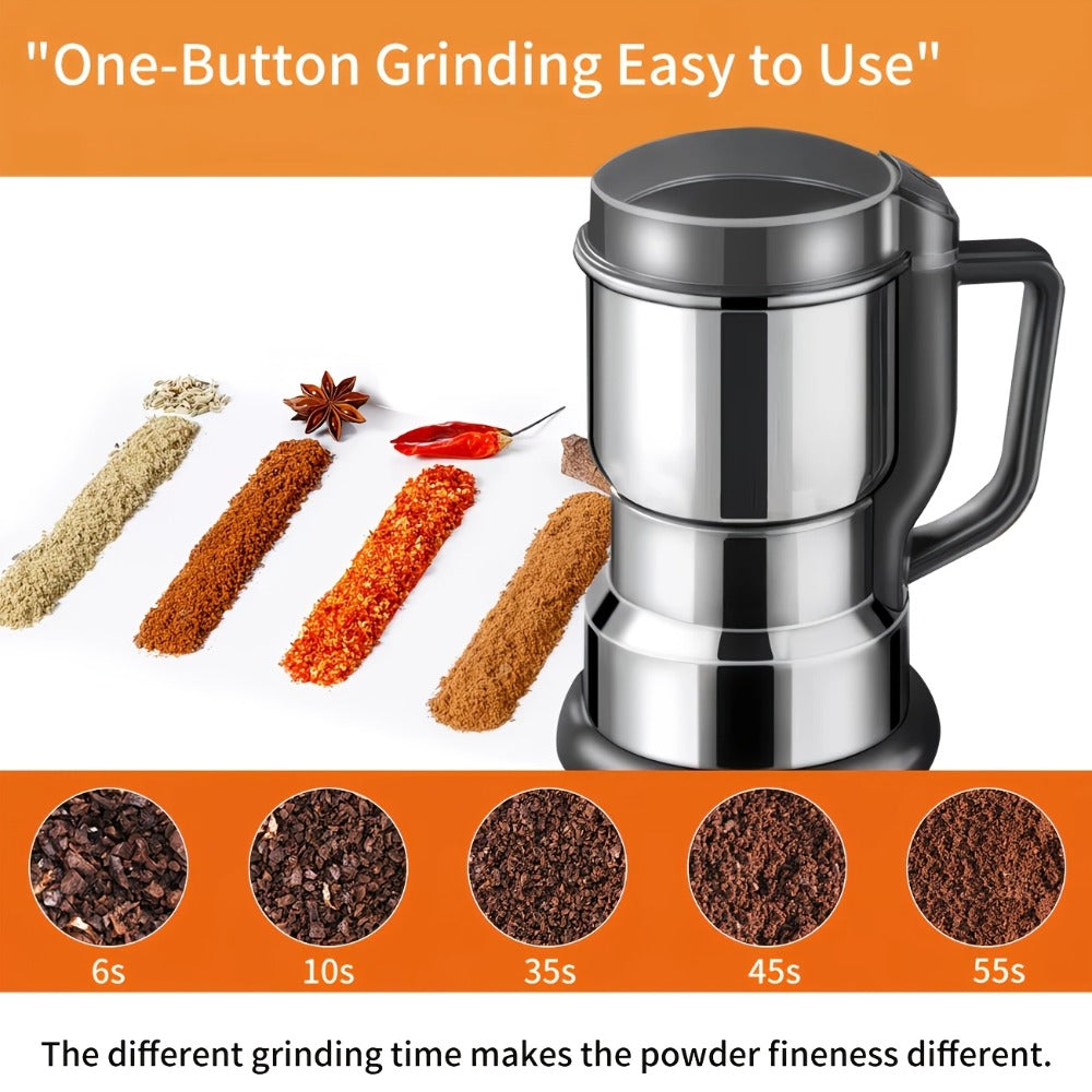 Electric Coffee Grinder 300W 25000RPM – 8-Blade Stainless Steel Spice & Grain Mill for Coffee Beans, Nuts, Spices | Home, Cafe & Camping