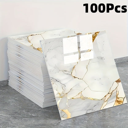 Peel and Stick Wall Tile Stickers Marble Pattern Self-Adhesive Waterproof Glossy Wallpaper 50/100Pcs for Kitchen Bathroom Living Room Home Decor