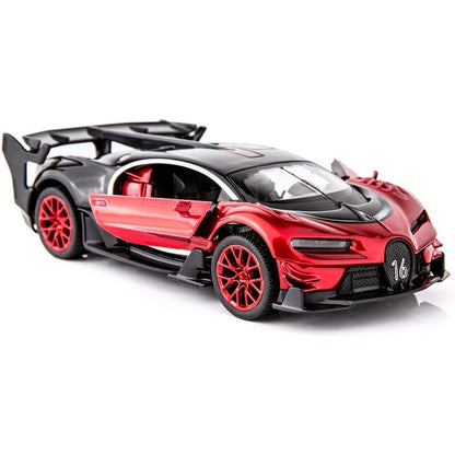 1:32 Vision GT Supercar Die-Cast Pull-Back Toy Car with Lights & Sounds – Zinc Alloy Model Car for Kids & Collectors, Red, Birthday Christmas Gift