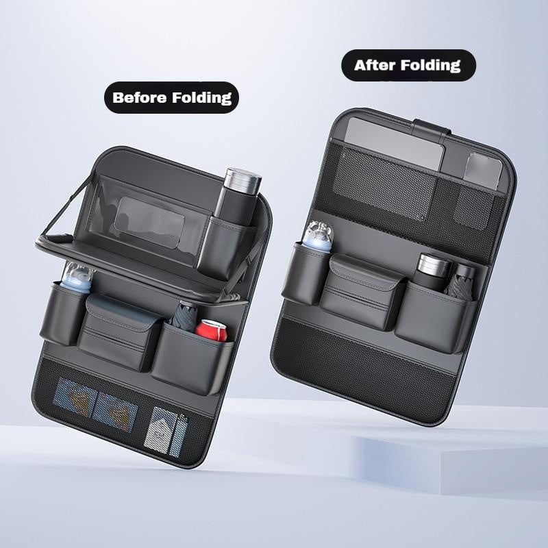 1pc/ 2pcs Faux Leather Car Backrest Organizer with Foldable Table Holder, Car Seat Backrest Protection Pad, And Foldable Car Seat Organizer with Tablet Stand