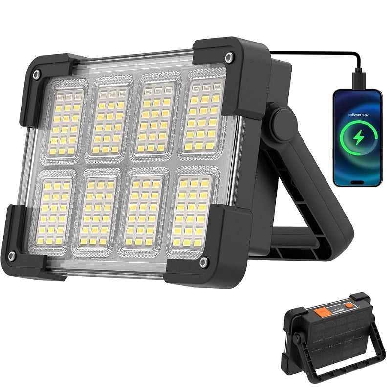 1 Pack/ 2 Pack Solar Work Light, 144 LED Portable Floodlight, 4 Modes, Multi-Color, IP44 Waterproof For Camping Fishing Car Repair Construction 6000mA