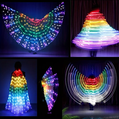 LED Feather Dance Costume Glowing Luminous – Light Up Belly Dance Performance Dress for Women Halloween Christmas Mardi Gras Rave Stage Show White Purple Warm White