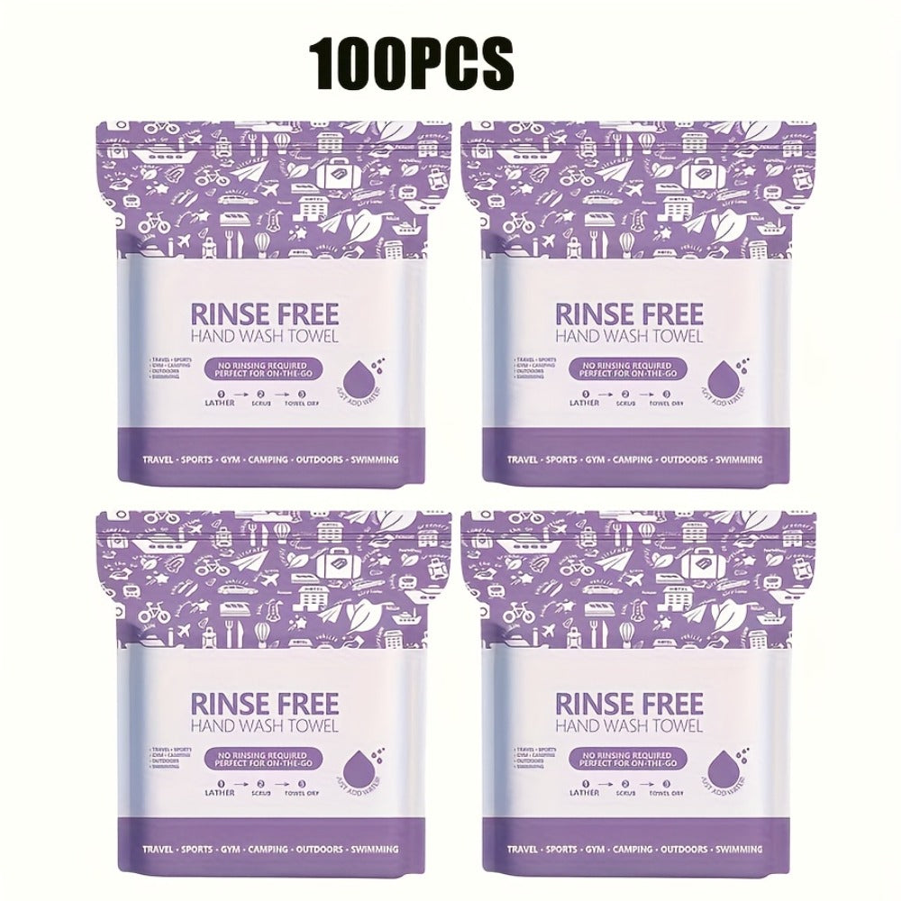 Disposable No-Rinse Foaming Bath Towels - Large 11.81" Body Wipes, Wet & Wipe Cleansing Cloths for Elderly Care, Camping, Post-Surgery, Fitness & Travel, Bulk 50/100/200 Pack, No Shower Needed