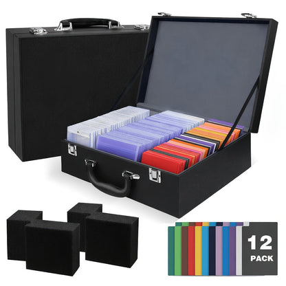 Trading Card Case Aluminum Alloy with Key Lock – PSA Graded Slab Storage Box for TCG MTG Pokemon Sports Cards Collector Organizer