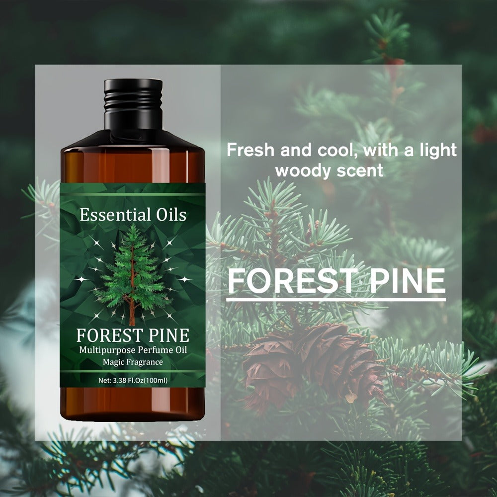 Forest Pine Essential Oil with Glycerin & Jojoba 100ml 3.38oz – 100% Pure Natural Therapeutic Grade for Skin Care, Hair Growth, Nail Strengthening, Body Massage & Aromatherapy, Wellness Gift for Women Men