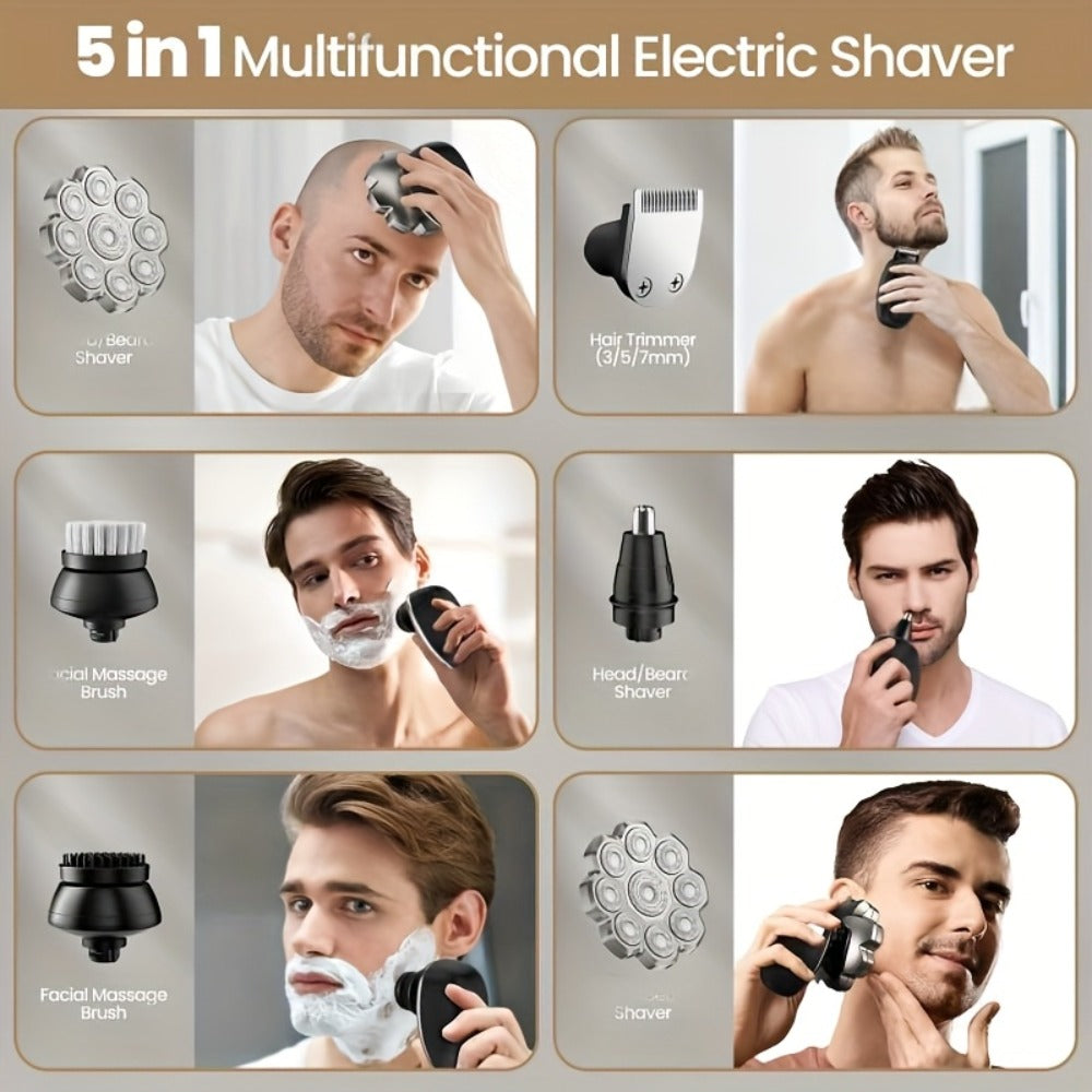 Men's Electric Rotary Shaver 7D 9D with LED Display — Titanium Blades, Wet & Dry, USB-C Fast Charging, Head Shaver & Bald Barber Tool, Father's Day Gift for Men