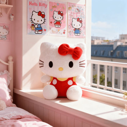 Hello Kitty KT Cat Stuffed Animal 3 Colors – Sanrio Kawaii Plush Doll in Red Pink Blue Soft Collectible Toy, Birthday Valentine Christmas Gift for Girls Teens Hello Kitty Fans