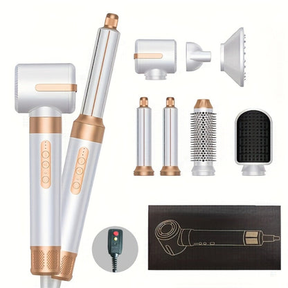 Hair Dryer Brush 7-in-1 110000 RPM Professional Ionic Blow Dryer with Diffuser for Curly Twisted Hair Curling Brush Straightener Air Curler Salon-Quality Styling White Golden