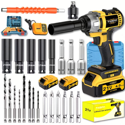 21V Cordless Impact Wrench Kit High Torque Brushless with 4000mAh Rechargeable Battery – Wireless Power Wrench Driver for Car Motorcycle Repair, DIY Home Projects, Gift for Mechanics & Men