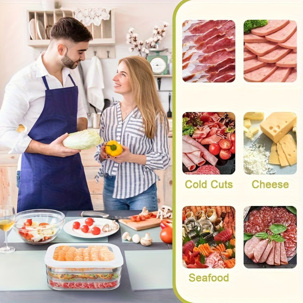 Stackable Refrigerator Organizer Containers 4-Tier with Lids – Meat Preservation Box, Food Storage for Vegetables, Fruits & Cooked Meats, Fridge Organization Set