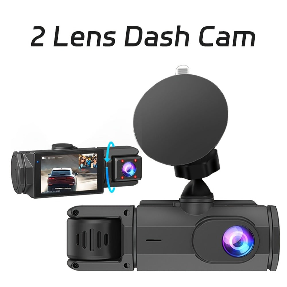 Dash Cam 3-Channel Front Inside Rear – 1080P 170° Wide Angle WiFi Night Vision Loop Recording G-Sensor with 2" IPS Screen & 32GB Card